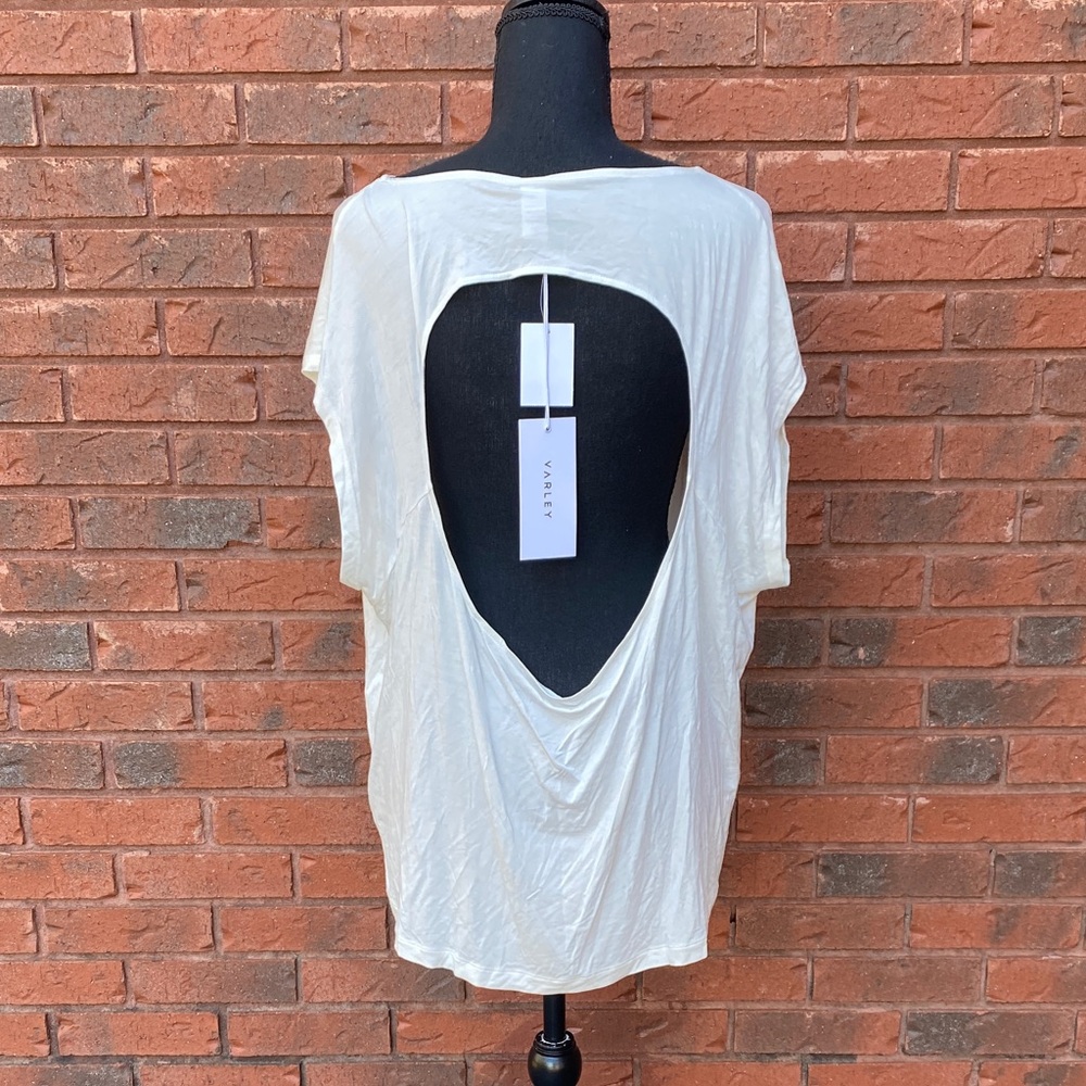 NWT Varley Open-Back Tee in Ivory XL